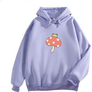 Women Cute Frog Sweatshirt Kawaii Mushroom Hoodie for Teen Girls Aesthetic